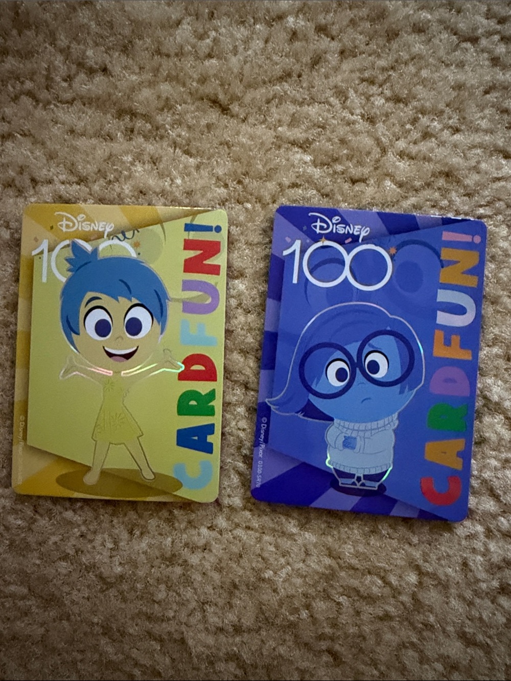 Disney Card Fun! Yellow Joy & Blue Sadness Character Cards